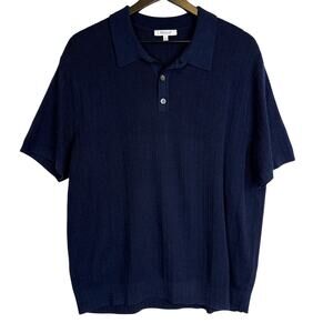 Madewell Mens Tuck Stitch Three Button Sweater Polo Navy Blue $99 - L